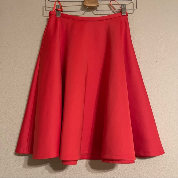 TED BAKER orange pleated‎ skater knee length skirt - Picture 2 of 12